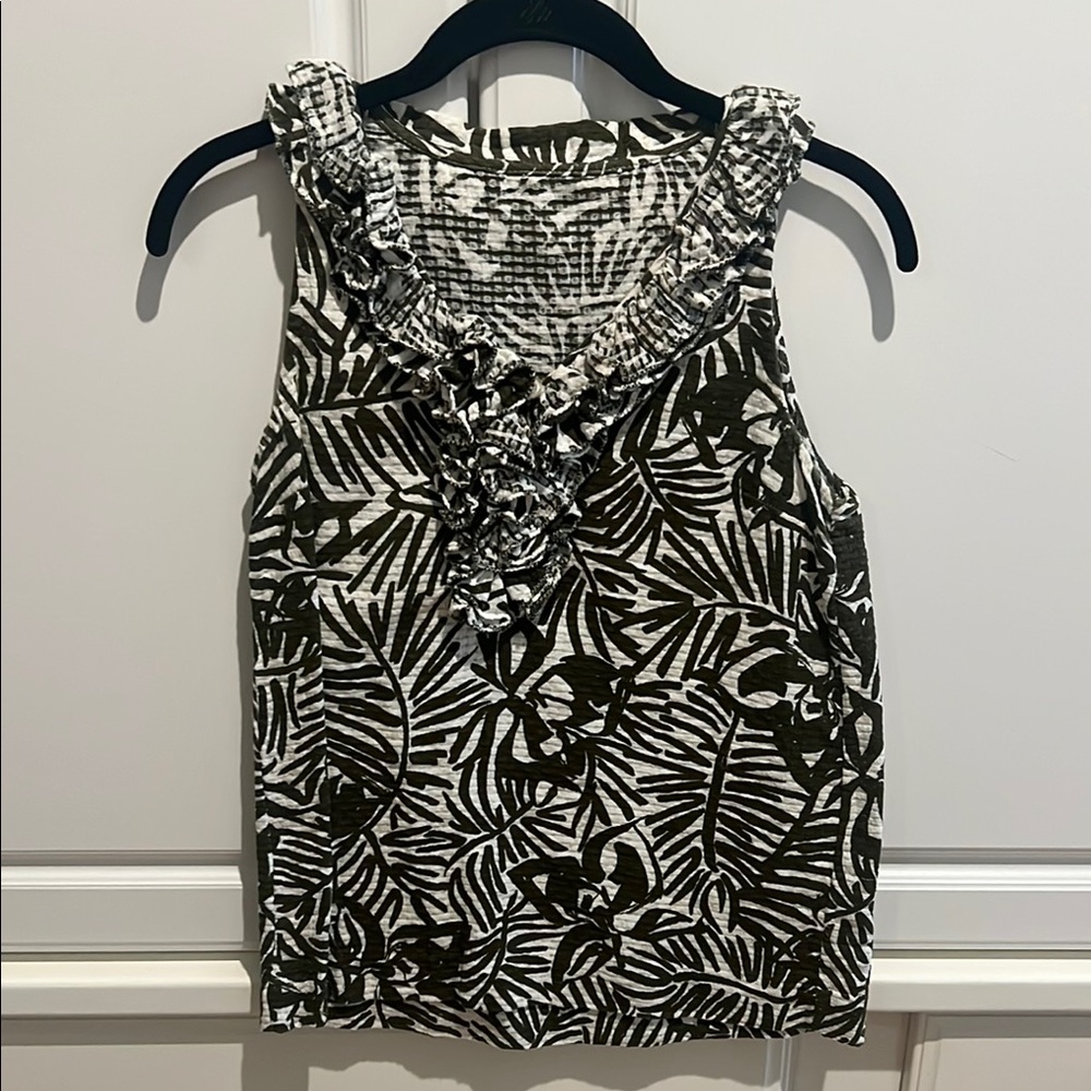 Tropical Leaf Print Sleeveless Too
